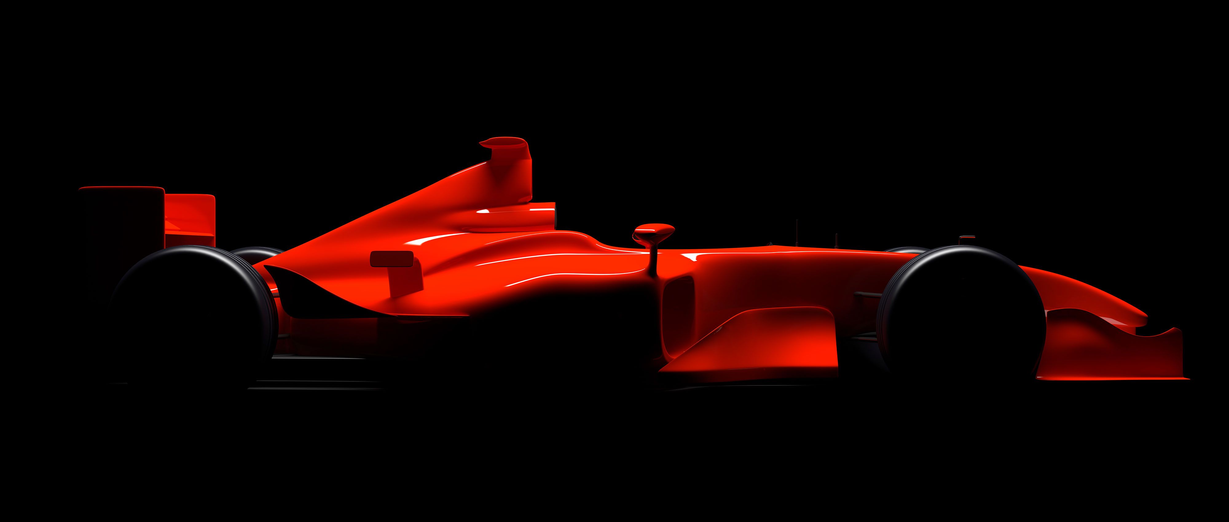 2026 Formula 1 car dramatic low angle silhouette composite of all 10 team liveries, dark cinematic studio background