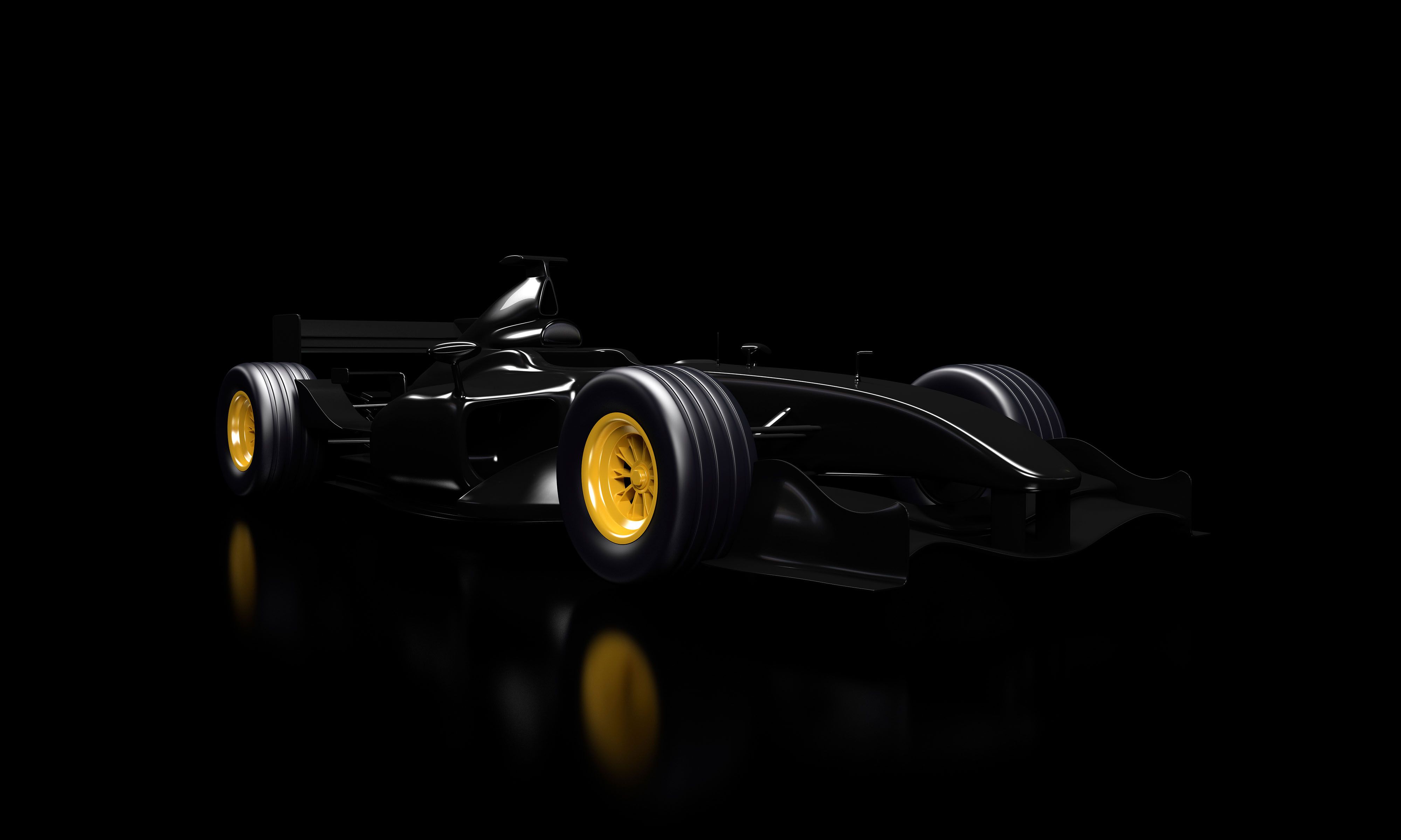 Kick Sauber C46 2026 Formula 1 car, black livery with neon green Kick Sauber accents, low angle dramatic studio lighting